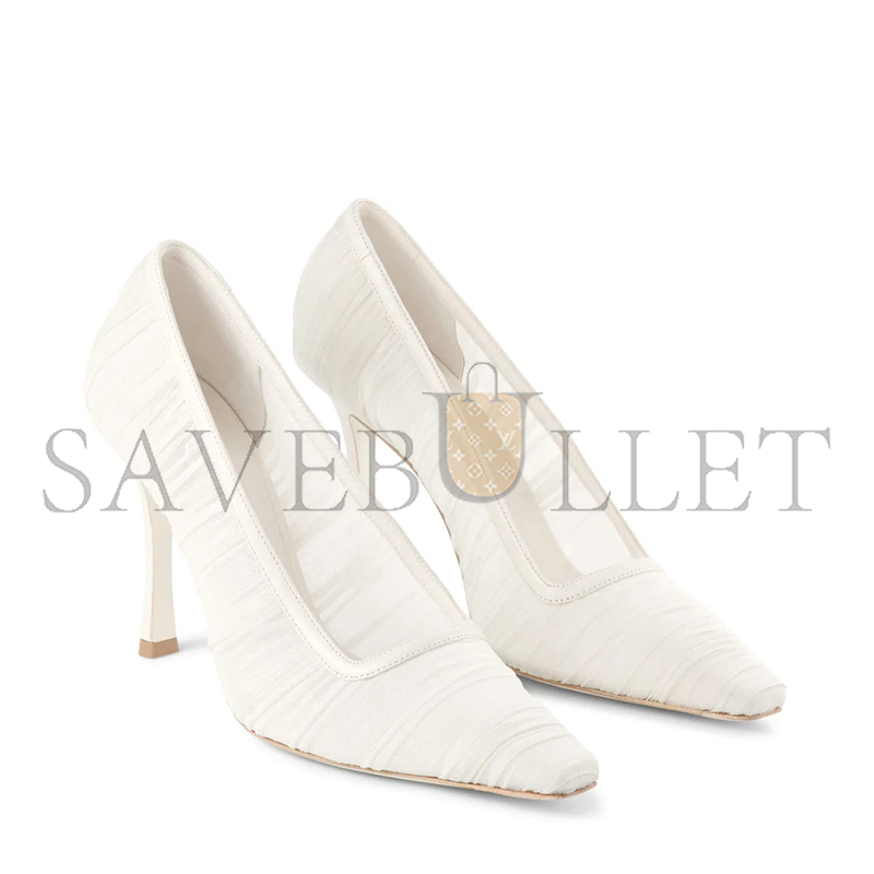 JIMMY CHOO LOTTA 100 IVORY TULLE AND NAPPA PUMPS LOTTA100IVW